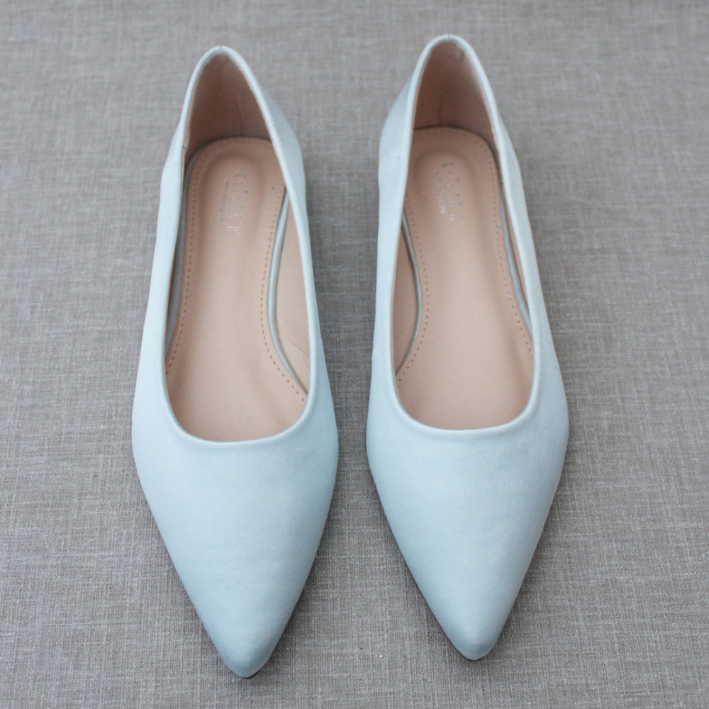 Kailee P Light blue satin flats, 7.5, GUC